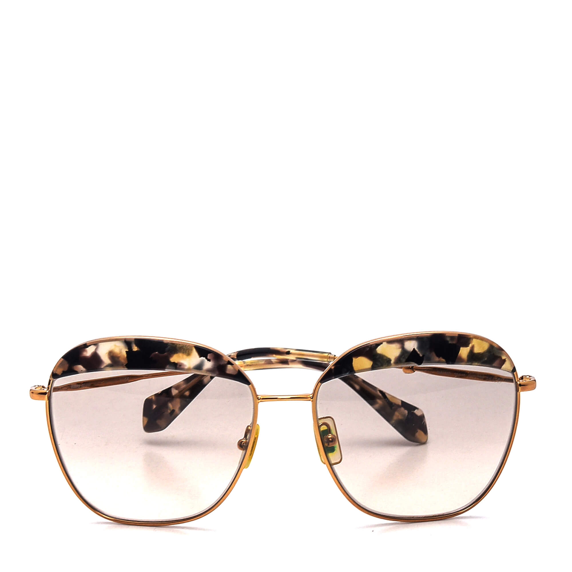 Miu Miu - Gold Square Marble Brown Noir Sunglasses 